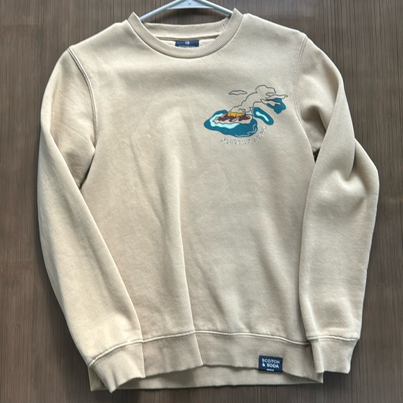 Acid Wash Scotch And Soda Artwork Sweater Scotch And Soda Orange